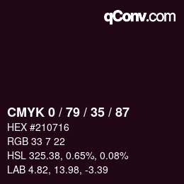 カラーコード: CMYK 0 / 79 / 35 / 87 | qconv.com