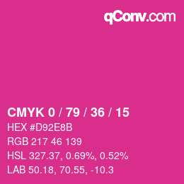 カラーコード: CMYK 0 / 79 / 36 / 15 | qconv.com