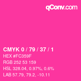 カラーコード: CMYK 0 / 79 / 37 / 1 | qconv.com