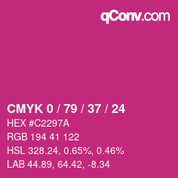 カラーコード: CMYK 0 / 79 / 37 / 24 | qconv.com