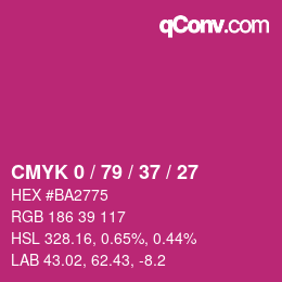 Color code: CMYK 0 / 79 / 37 / 27 | qconv.com