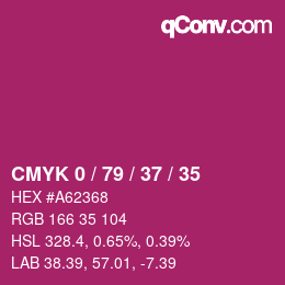 カラーコード: CMYK 0 / 79 / 37 / 35 | qconv.com