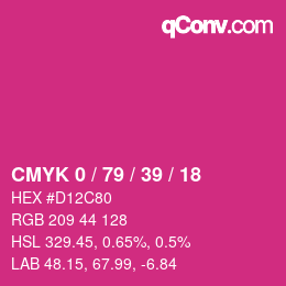 颜色代码: CMYK 0 / 79 / 39 / 18 | qconv.com