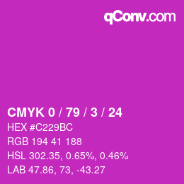 Color code: CMYK 0 / 79 / 3 / 24 | qconv.com