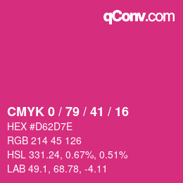 颜色代码: CMYK 0 / 79 / 41 / 16 | qconv.com