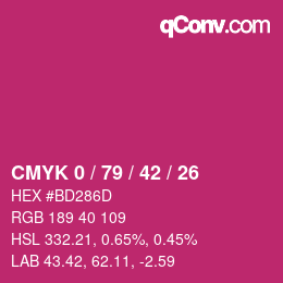 カラーコード: CMYK 0 / 79 / 42 / 26 | qconv.com