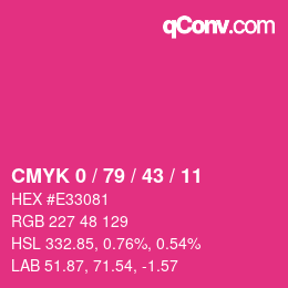 颜色代码: CMYK 0 / 79 / 43 / 11 | qconv.com