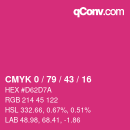 颜色代码: CMYK 0 / 79 / 43 / 16 | qconv.com