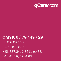 Color code: CMYK 0 / 79 / 49 / 29 | qconv.com