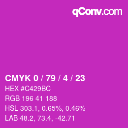 カラーコード: CMYK 0 / 79 / 4 / 23 | qconv.com