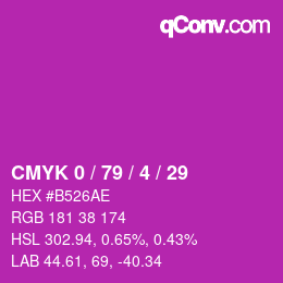 Color code: CMYK 0 / 79 / 4 / 29 | qconv.com
