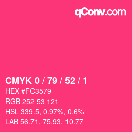 Color code: CMYK 0 / 79 / 52 / 1 | qconv.com