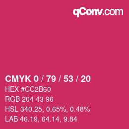 Color code: CMYK 0 / 79 / 53 / 20 | qconv.com