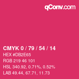 カラーコード: CMYK 0 / 79 / 54 / 14 | qconv.com