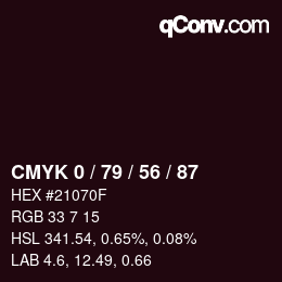 Color code: CMYK 0 / 79 / 56 / 87 | qconv.com