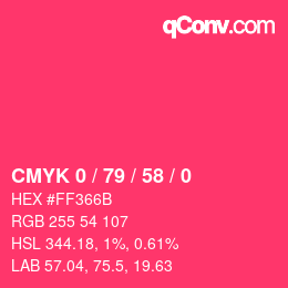 颜色代码: CMYK 0 / 79 / 58 / 0 | qconv.com