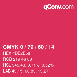 颜色代码: CMYK 0 / 79 / 60 / 14 | qconv.com