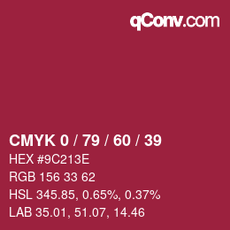 カラーコード: CMYK 0 / 79 / 60 / 39 | qconv.com