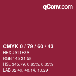 カラーコード: CMYK 0 / 79 / 60 / 43 | qconv.com