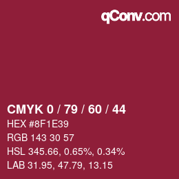 カラーコード: CMYK 0 / 79 / 60 / 44 | qconv.com