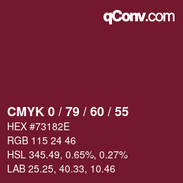 カラーコード: CMYK 0 / 79 / 60 / 55 | qconv.com