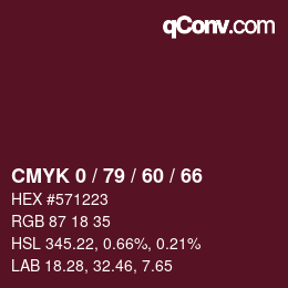 Color code: CMYK 0 / 79 / 60 / 66 | qconv.com