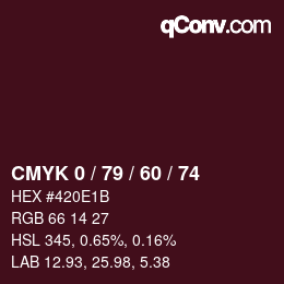 カラーコード: CMYK 0 / 79 / 60 / 74 | qconv.com