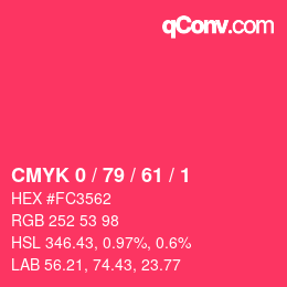 Color code: CMYK 0 / 79 / 61 / 1 | qconv.com