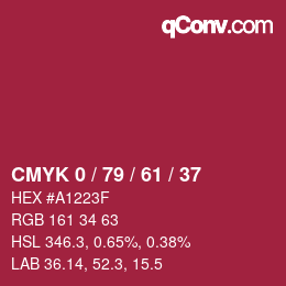 Color code: CMYK 0 / 79 / 61 / 37 | qconv.com