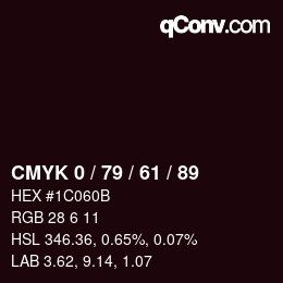 Color code: CMYK 0 / 79 / 61 / 89 | qconv.com