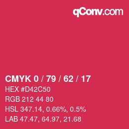 Color code: CMYK 0 / 79 / 62 / 17 | qconv.com