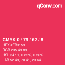 Color code: CMYK 0 / 79 / 62 / 8 | qconv.com