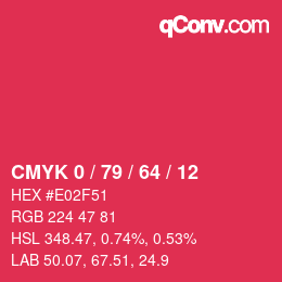 Farbcode: CMYK 0 / 79 / 64 / 12 | qconv.com