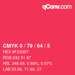 Color code: CMYK 0 / 79 / 64 / 5 | qconv.com
