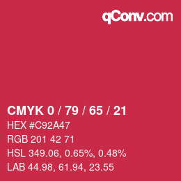 Color code: CMYK 0 / 79 / 65 / 21 | qconv.com