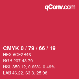 カラーコード: CMYK 0 / 79 / 66 / 19 | qconv.com