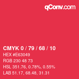 Color code: CMYK 0 / 79 / 68 / 10 | qconv.com