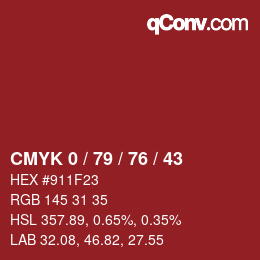 Color code: CMYK 0 / 79 / 76 / 43 | qconv.com