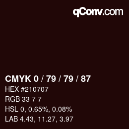 カラーコード: CMYK 0 / 79 / 79 / 87 | qconv.com