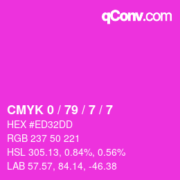 カラーコード: CMYK 0 / 79 / 7 / 7 | qconv.com