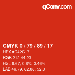 Color code: CMYK 0 / 79 / 89 / 17 | qconv.com