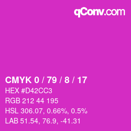 カラーコード: CMYK 0 / 79 / 8 / 17 | qconv.com