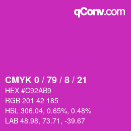 颜色代码: CMYK 0 / 79 / 8 / 21 | qconv.com