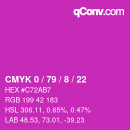 カラーコード: CMYK 0 / 79 / 8 / 22 | qconv.com