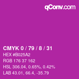 カラーコード: CMYK 0 / 79 / 8 / 31 | qconv.com