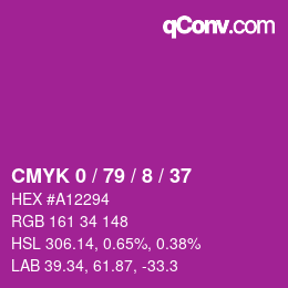 カラーコード: CMYK 0 / 79 / 8 / 37 | qconv.com