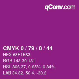 カラーコード: CMYK 0 / 79 / 8 / 44 | qconv.com