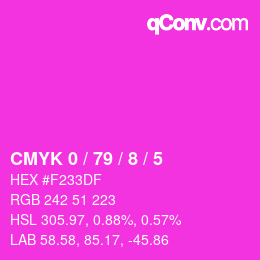 カラーコード: CMYK 0 / 79 / 8 / 5 | qconv.com