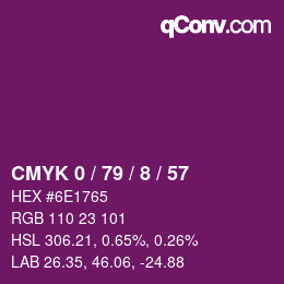 カラーコード: CMYK 0 / 79 / 8 / 57 | qconv.com