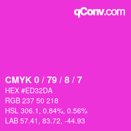 カラーコード: CMYK 0 / 79 / 8 / 7 | qconv.com